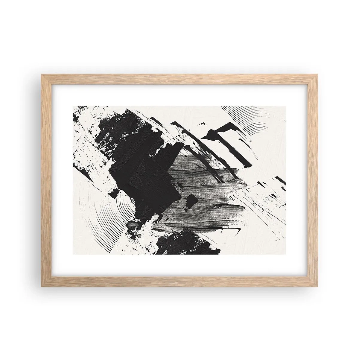 Poster in light oak frame - Abstract - Expression of Black - 40x30 cm