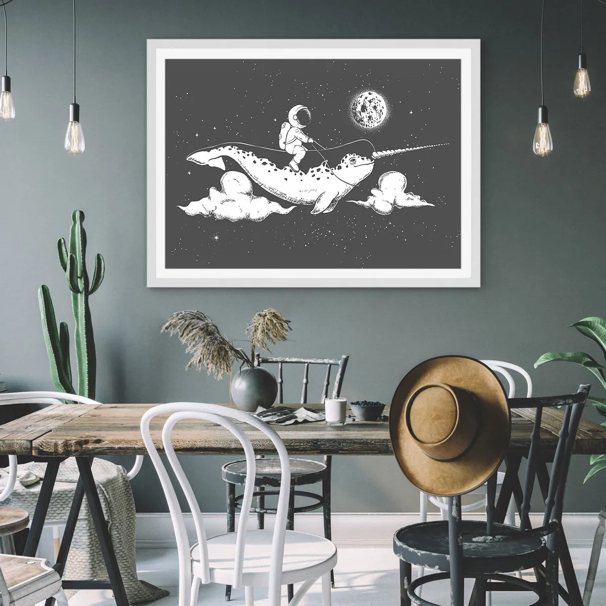 Poster in white frmae - Space Rider - 91x61 cm