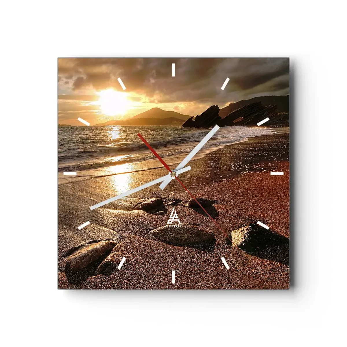 Wall clock - Clock on glass - Follow the Sun towards Hills - 30x30 cm