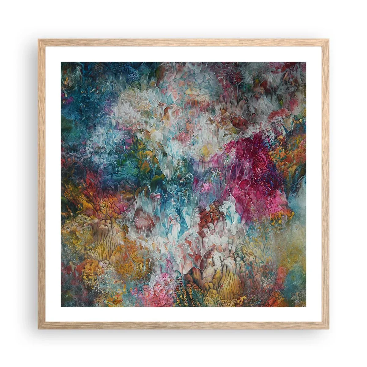 Poster in light oak frame - In Full Bloom - 60x60 cm
