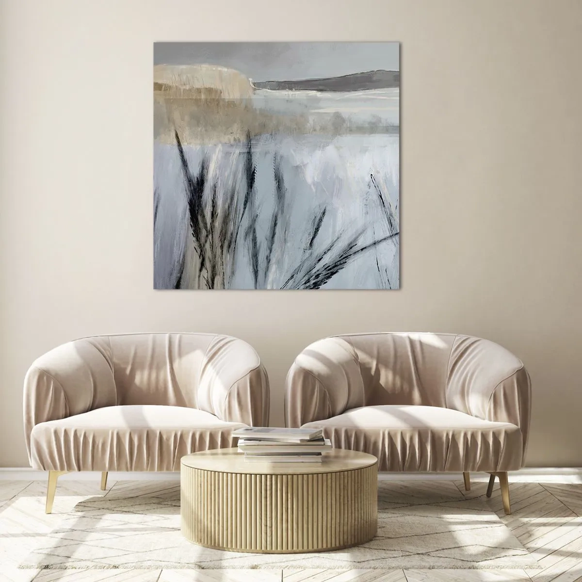 Glass picture - Winter Fields - 40x40 cm