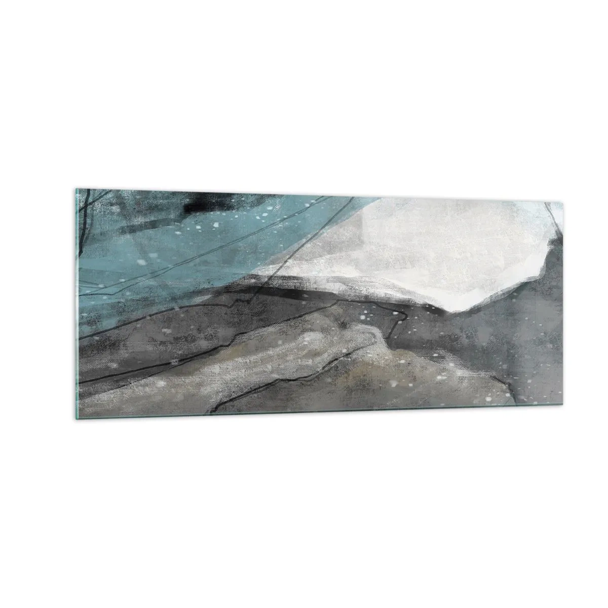 Glass picture - Abstract: Rocks and Ice - 100x40 cm