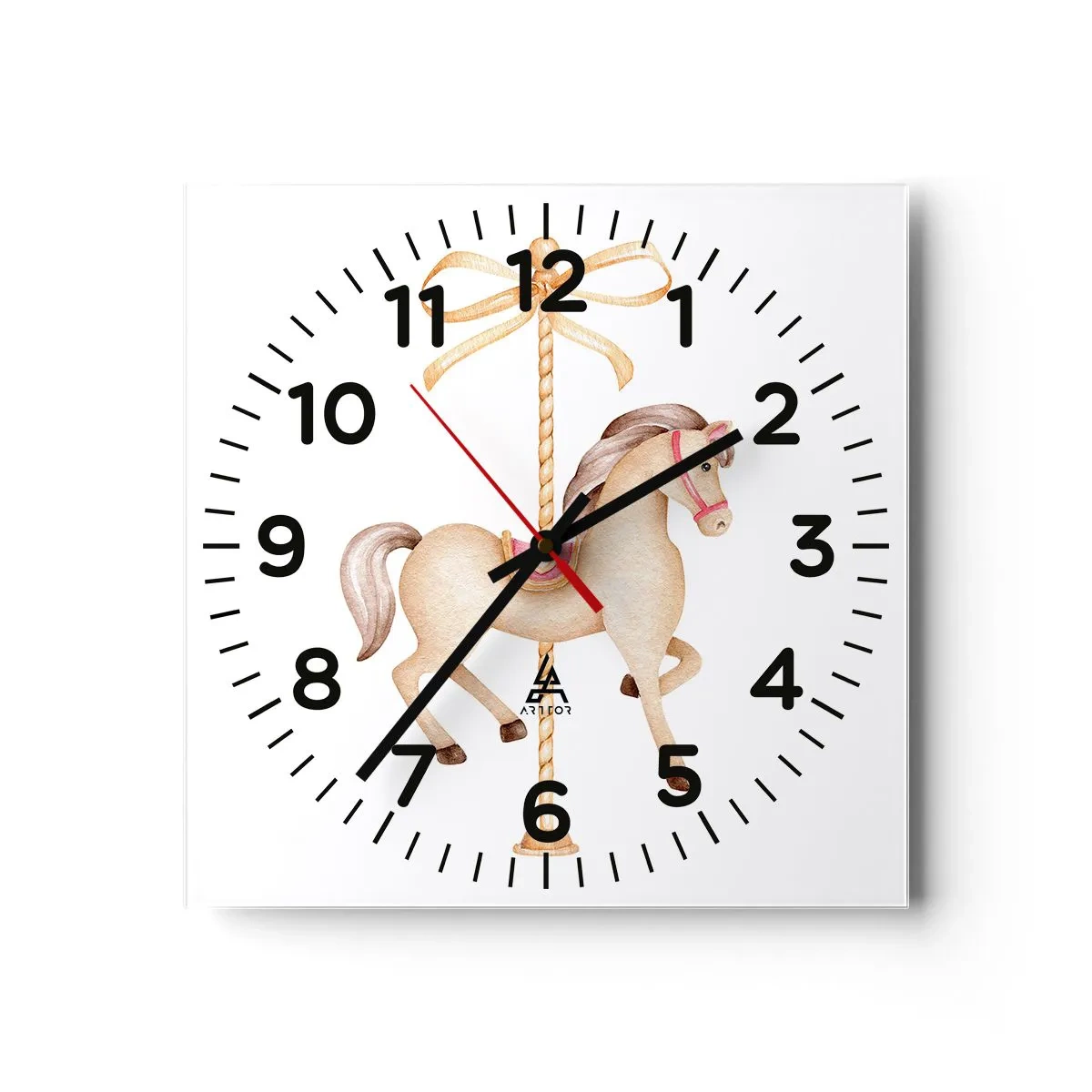 Wall clock - Clock on glass - Graceful Trot - 30x30 cm