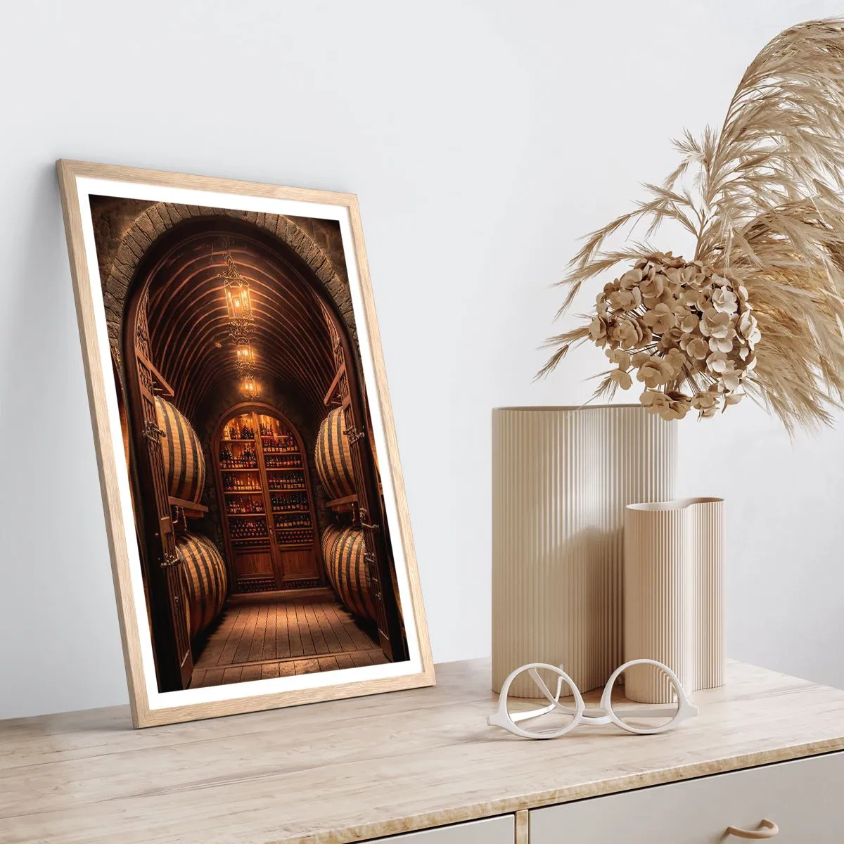 Poster in light oak frame - Atmospheric Cellar - 30x40 cm