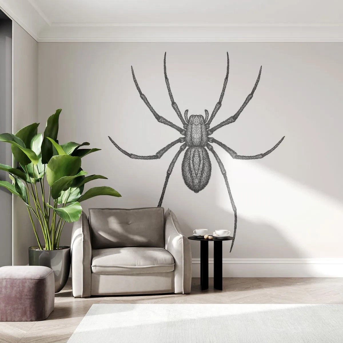 Photo Wallpaper Premium Sand - Disturbing Precision - Spider, Insect, Minimalistic - 350x256 cm