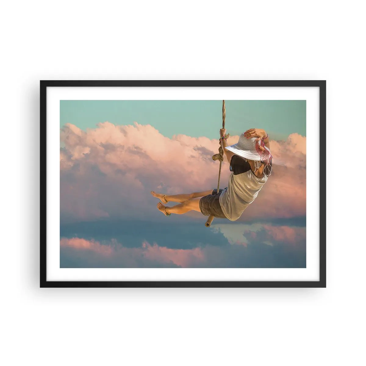 Poster in black frame - Fun in the Clouds - 70x50 cm