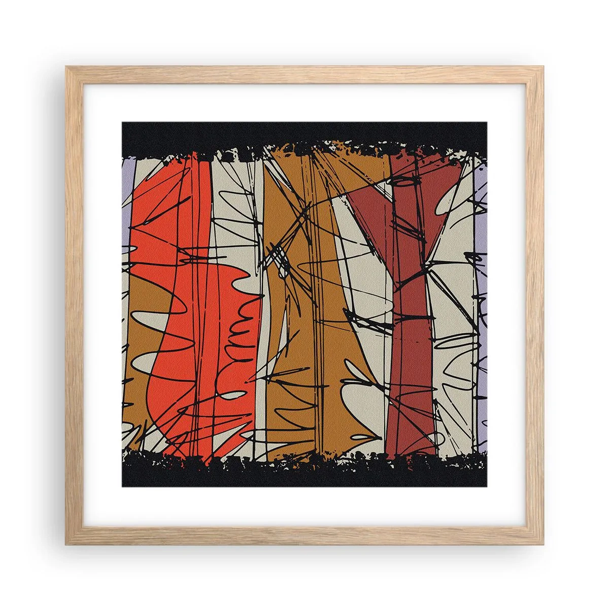 Poster in light oak frame - Spontaneous Composition - 40x40 cm