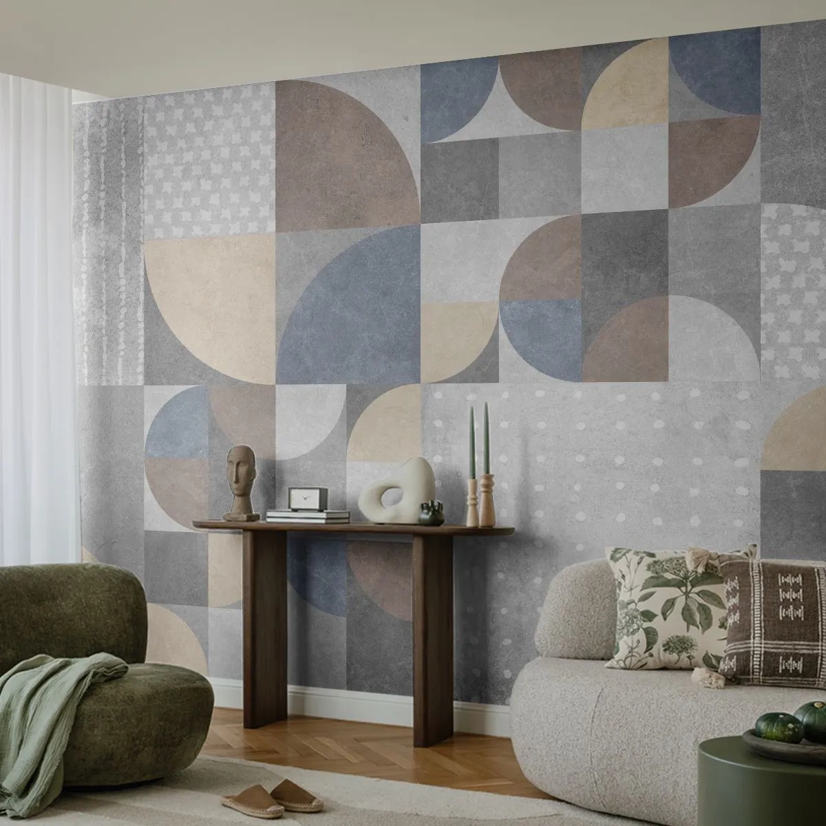 Photo Wallpaper Premium Sand - Ceramic Fantasy - Abstraction, Piece, Geometric Pattern - 100x70 cm