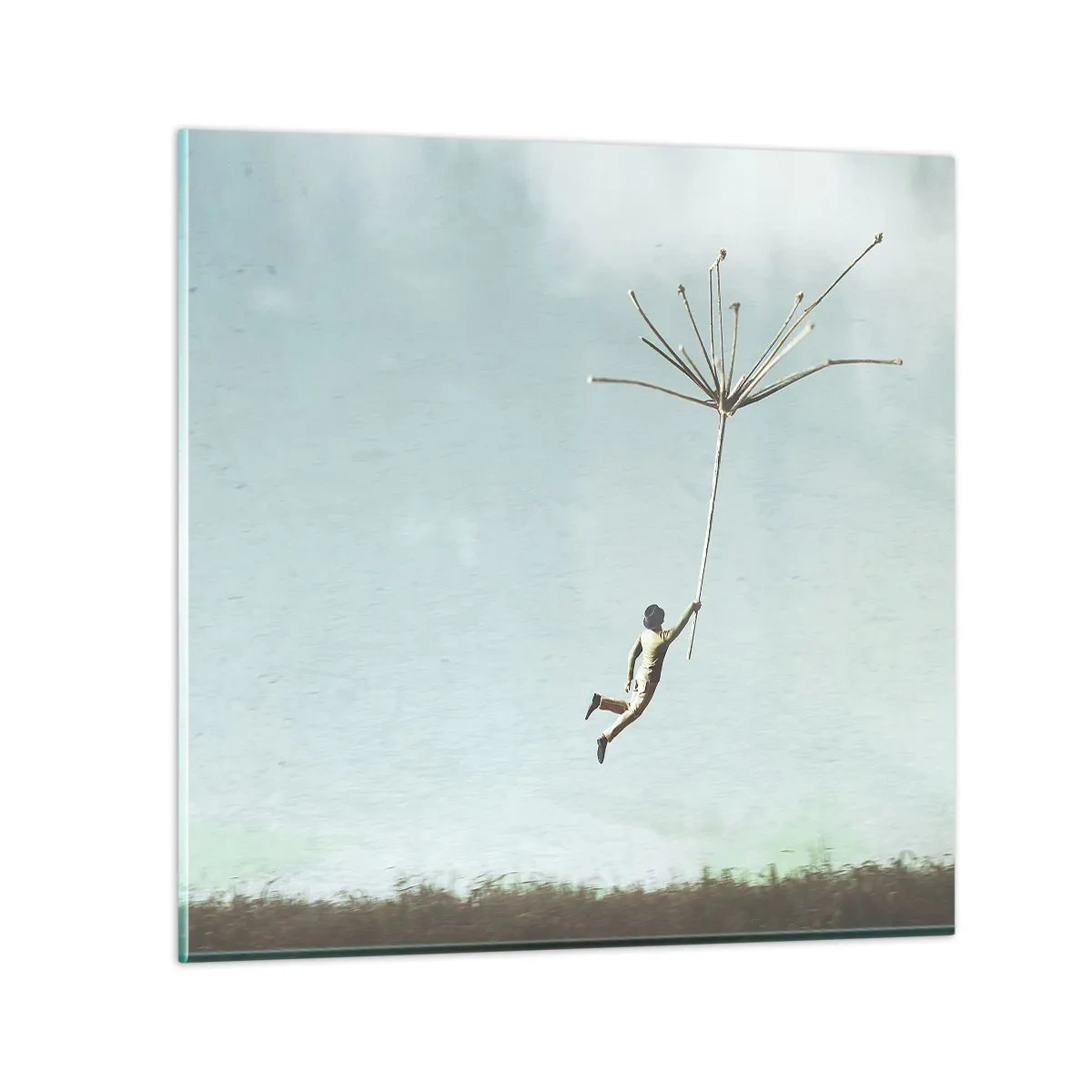 Glass picture - Kites, Dandelions, Wind - 30x30 cm