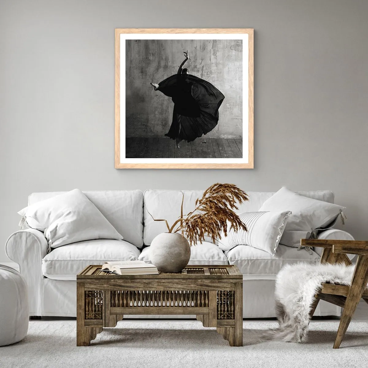 Poster in light oak frame - Full of Passion - 60x60 cm