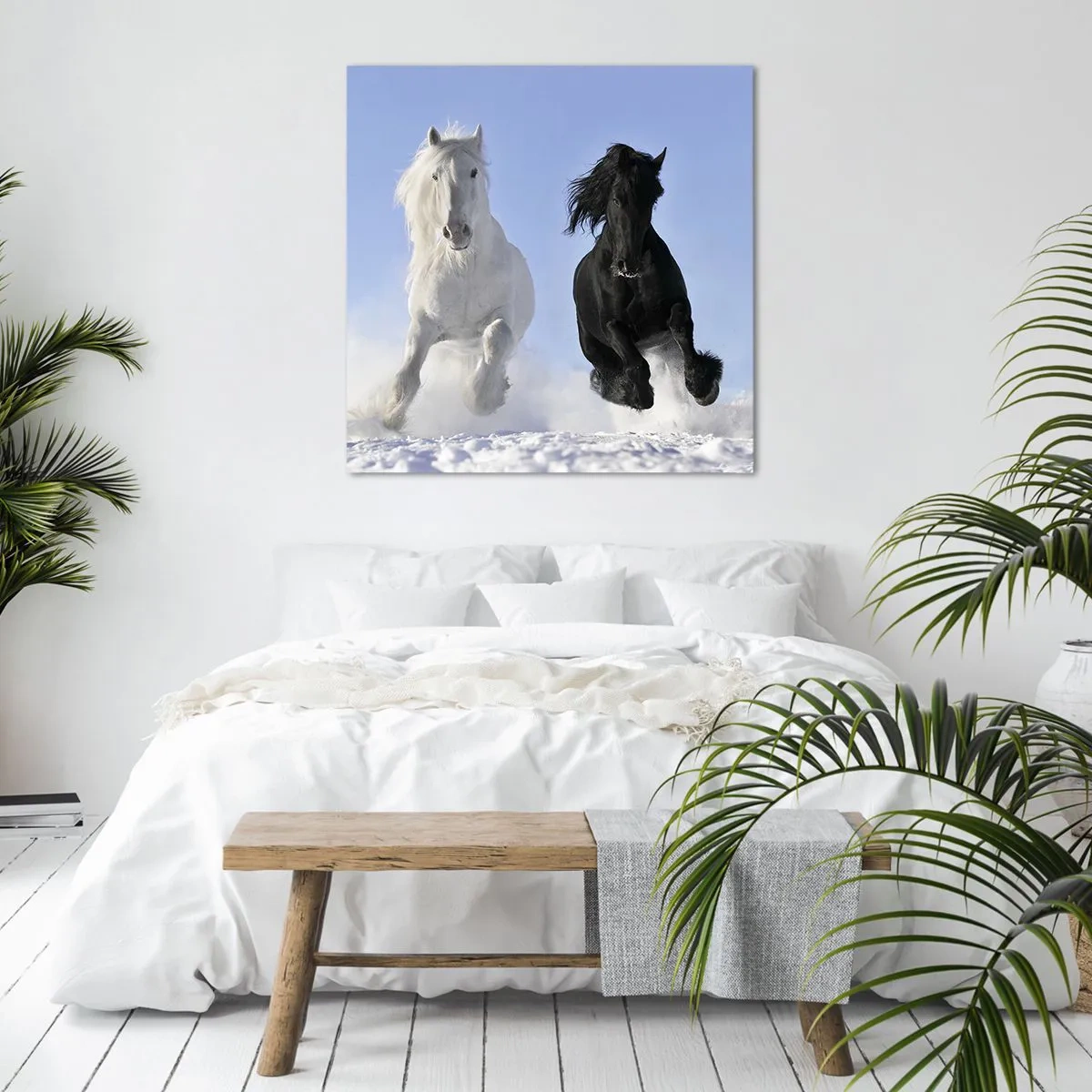 Canvas picture - Black and White Gallop - 40x40 cm