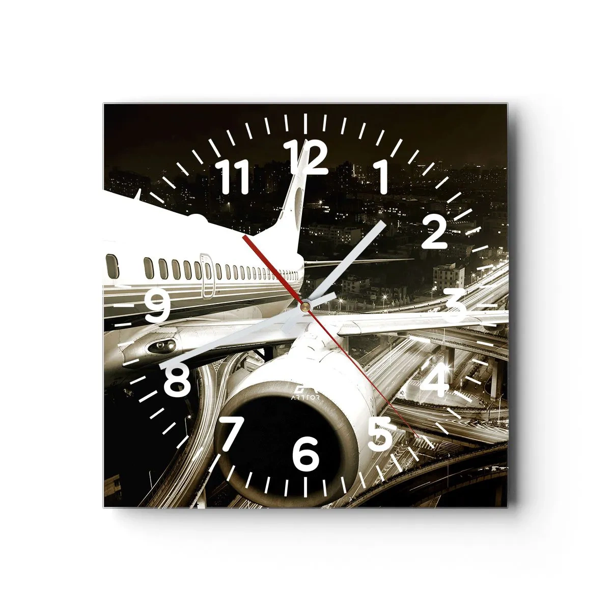 Wall clock - Clock on glass - Flying into the Night - 30x30 cm