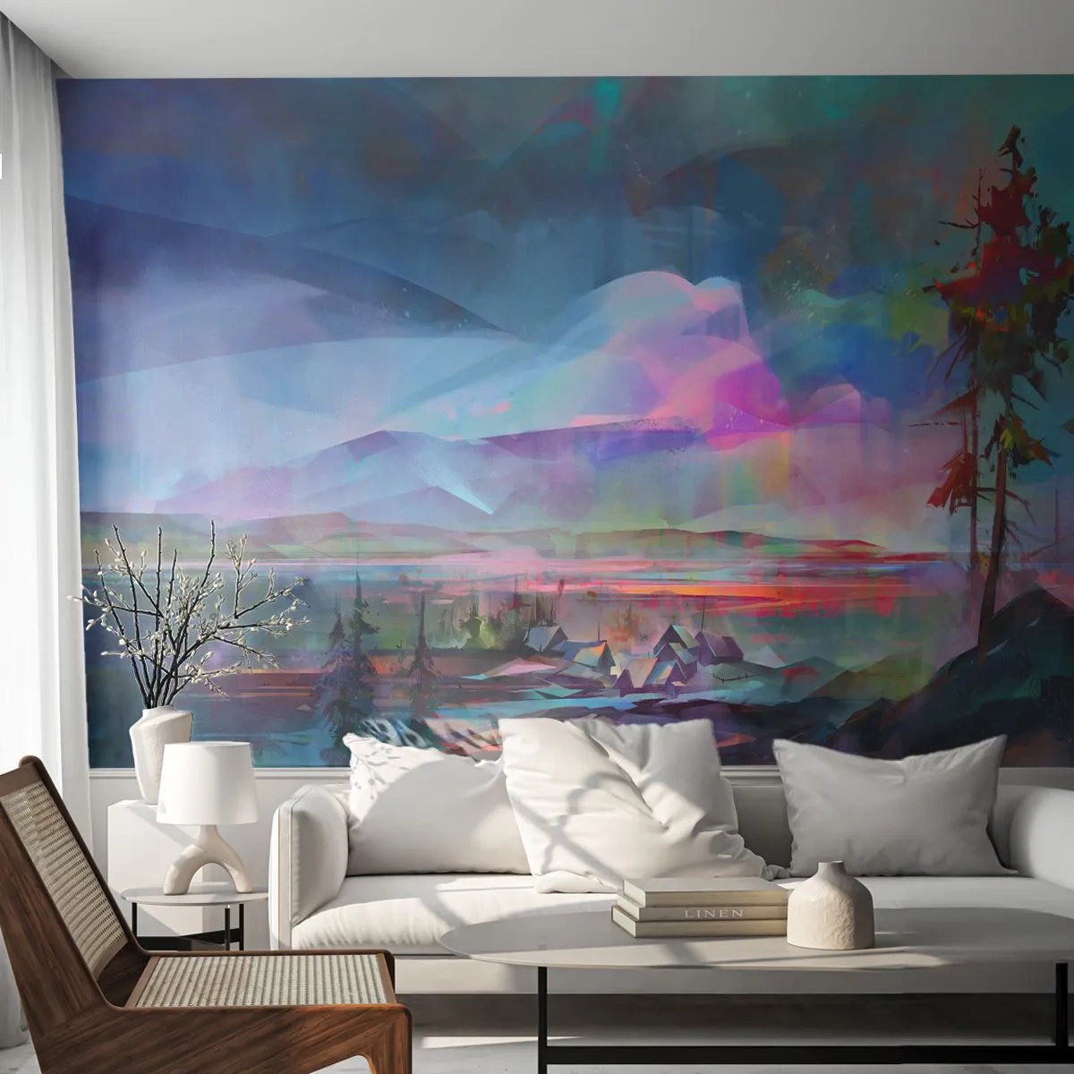 Self-Adhesive Photo Wallpaper Deluxe Sticker - Under Gentle Sky - Abstraction, Landscape, Mountains - 250x175 cm