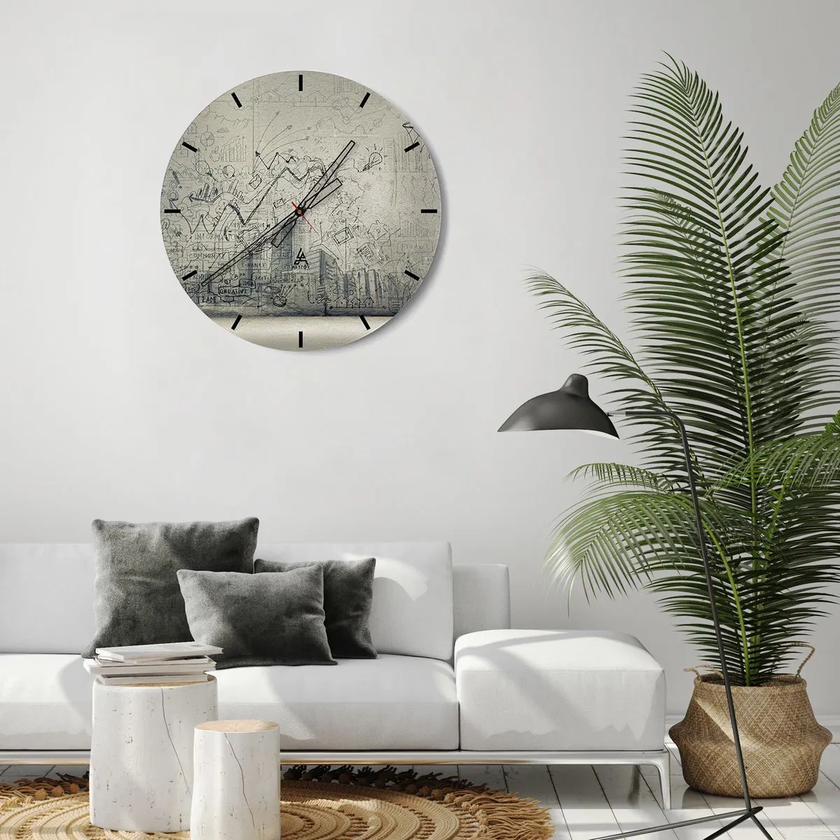 Wall clock - Clock on glass - My Wonderful City Life - 40x40 cm