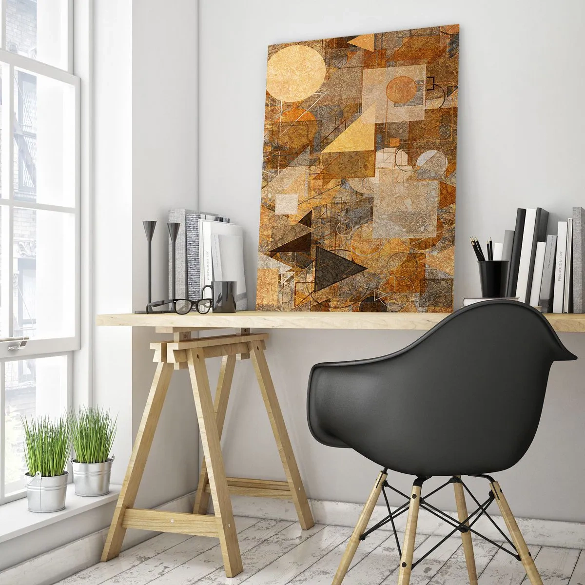 Glass picture - Cubist Study in Brown - 80x120 cm