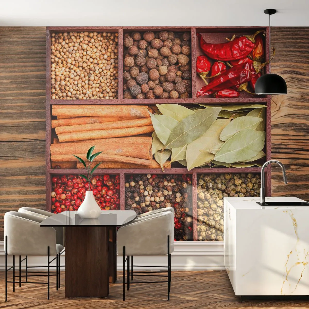 Self-Adhesive Photo Wallpaper Deluxe Sticker - Order of Shapes, Bunch of Aromas - Gastronomy, Spices, Chilli - 250x175 cm