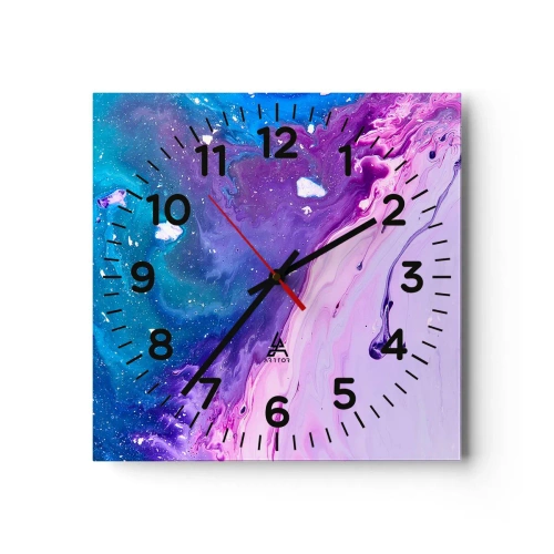 Wall clock - Clock on glass - Yin and Yang - 30x30 cm