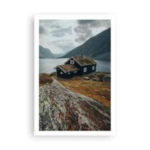 Poster - Summer House byt the Fjord - 61x91 cm