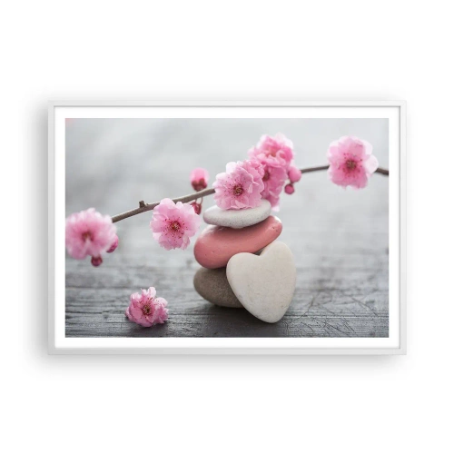 Poster in white frmae - Bliss with Cherry Blossom - 100x70 cm