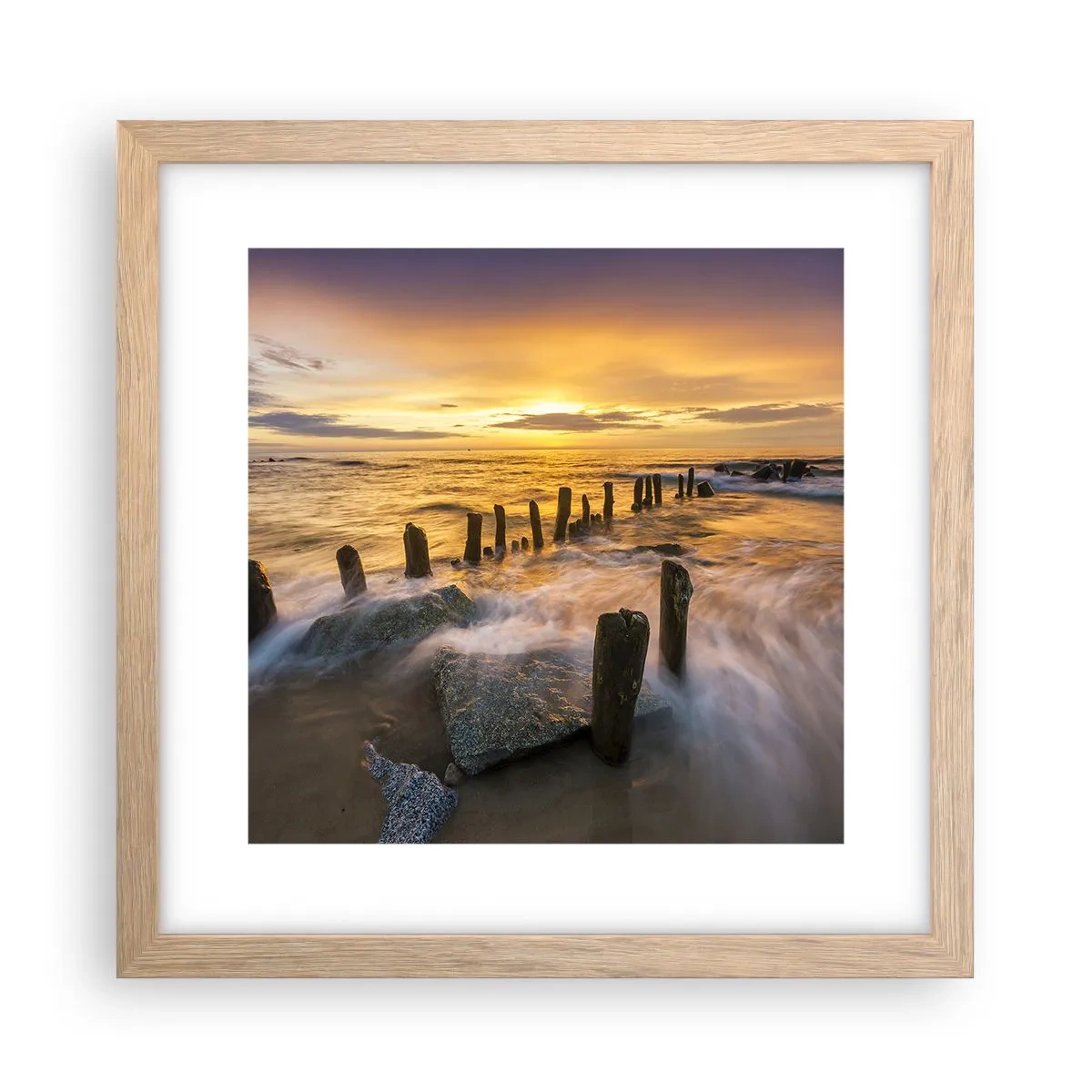 Poster in light oak frame - Raw Beauty of the Baltic Sea - 30x30 cm