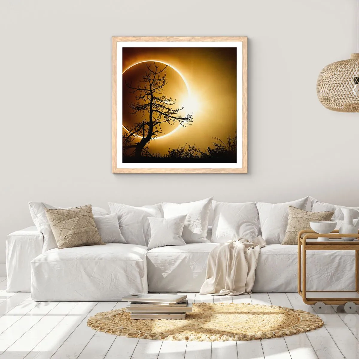 Poster in light oak frame - Total Eclipse - 60x60 cm