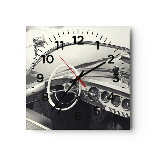 Wall clock - Clock on glass - Weather for the Rich - 40x40 cm