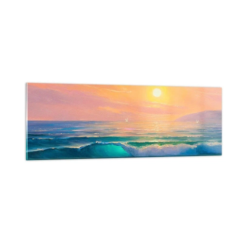 Glass picture - Turquoise Song of the Waves - 90x30 cm