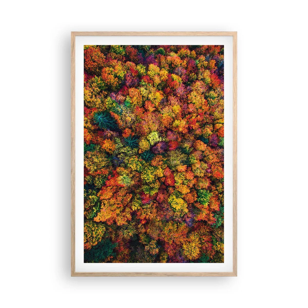 Poster in light oak frame - Bouquet of Autumn Flowers - 61x91 cm