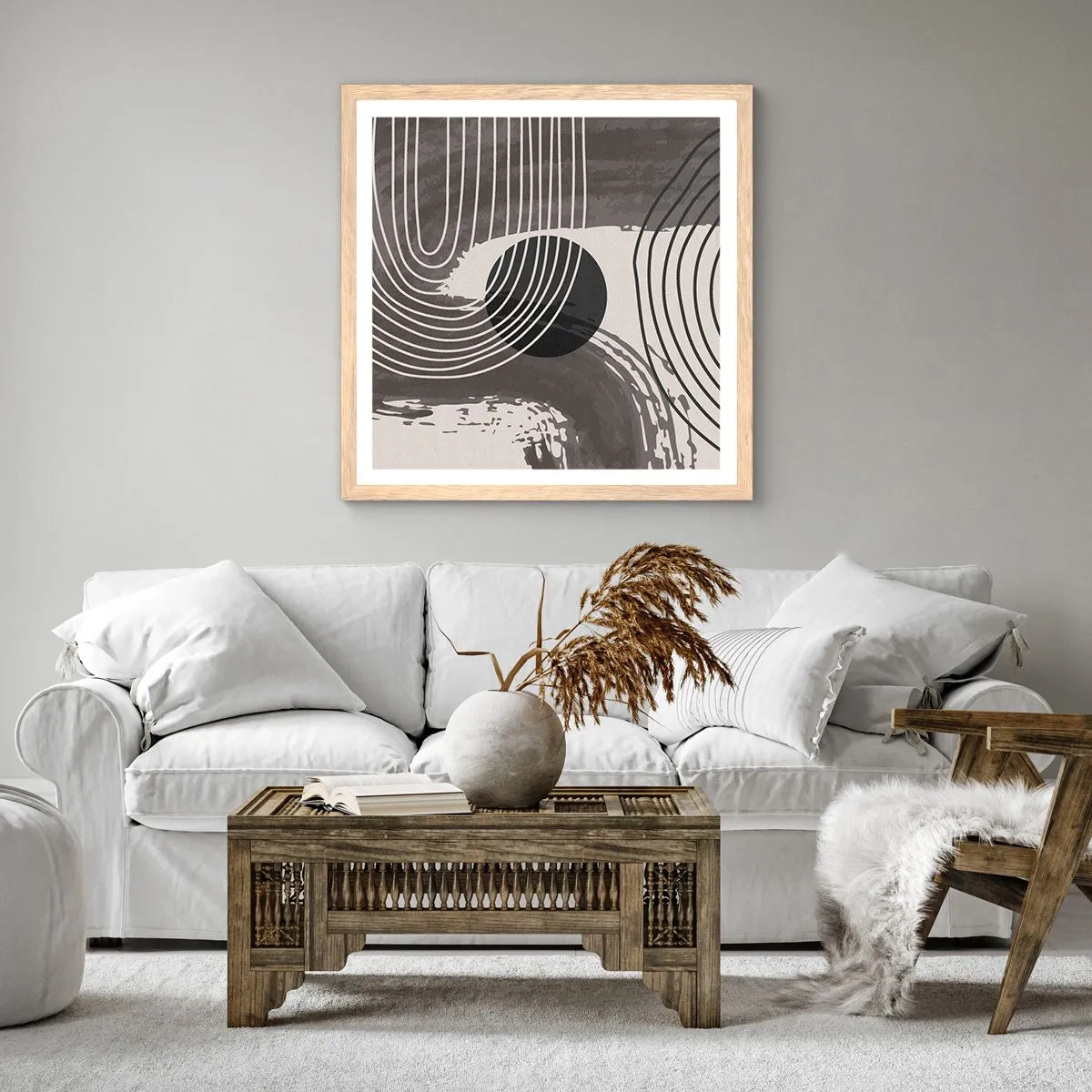 Poster in light oak frame - Oval Wins - 60x60 cm
