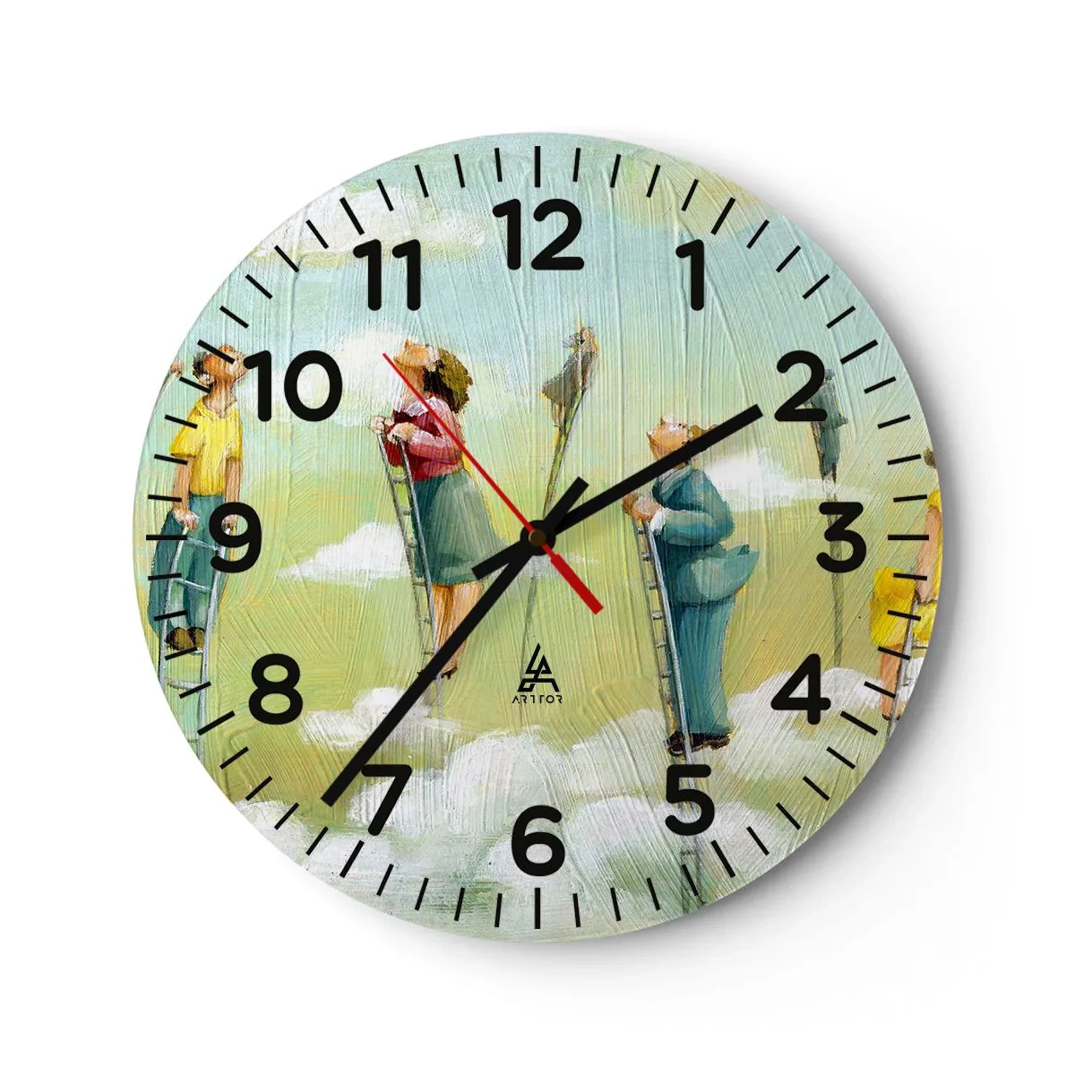 Wall clock - Clock on glass - Following the Dream - 30x30 cm