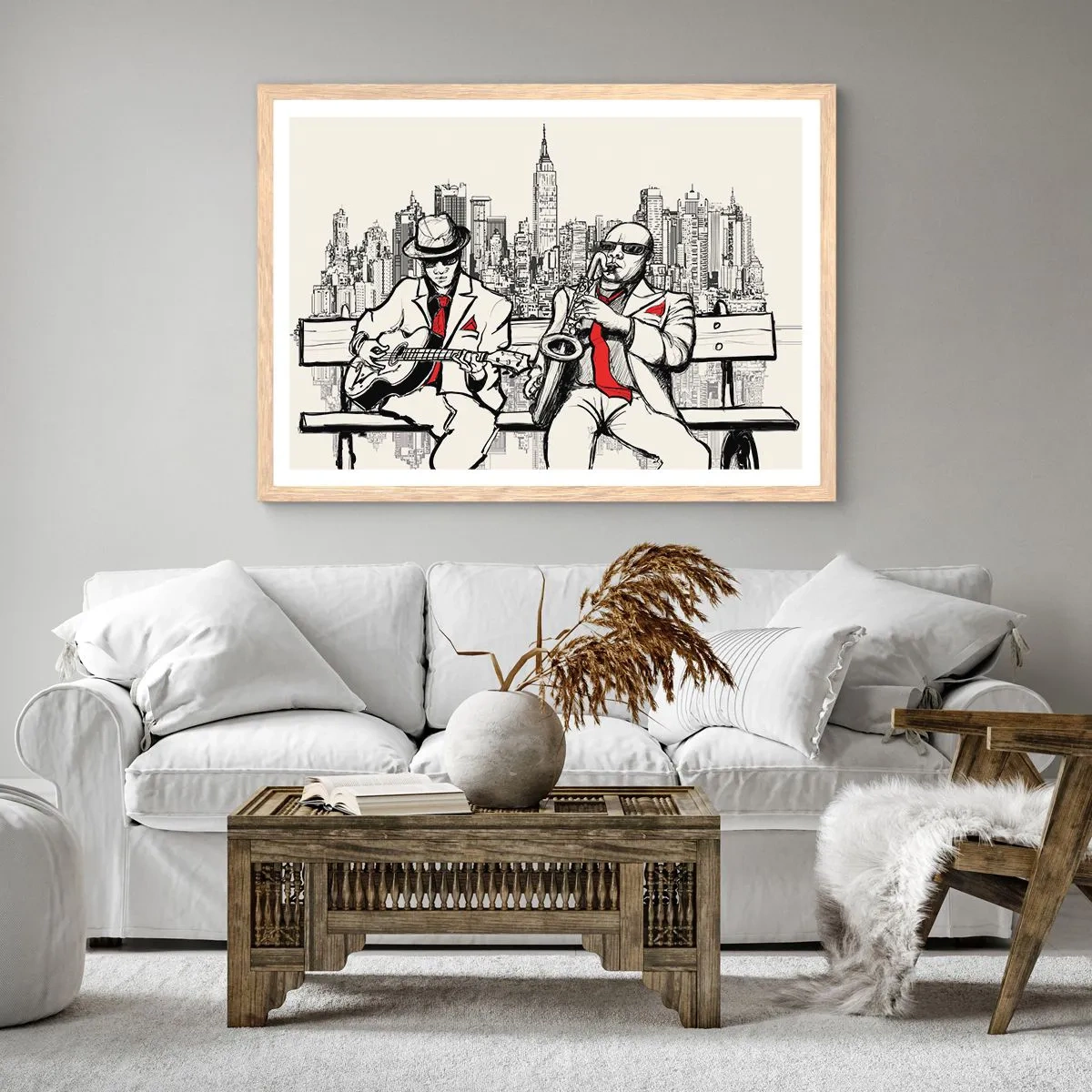 Poster in light oak frame - New York Improvisation - 70x50 cm