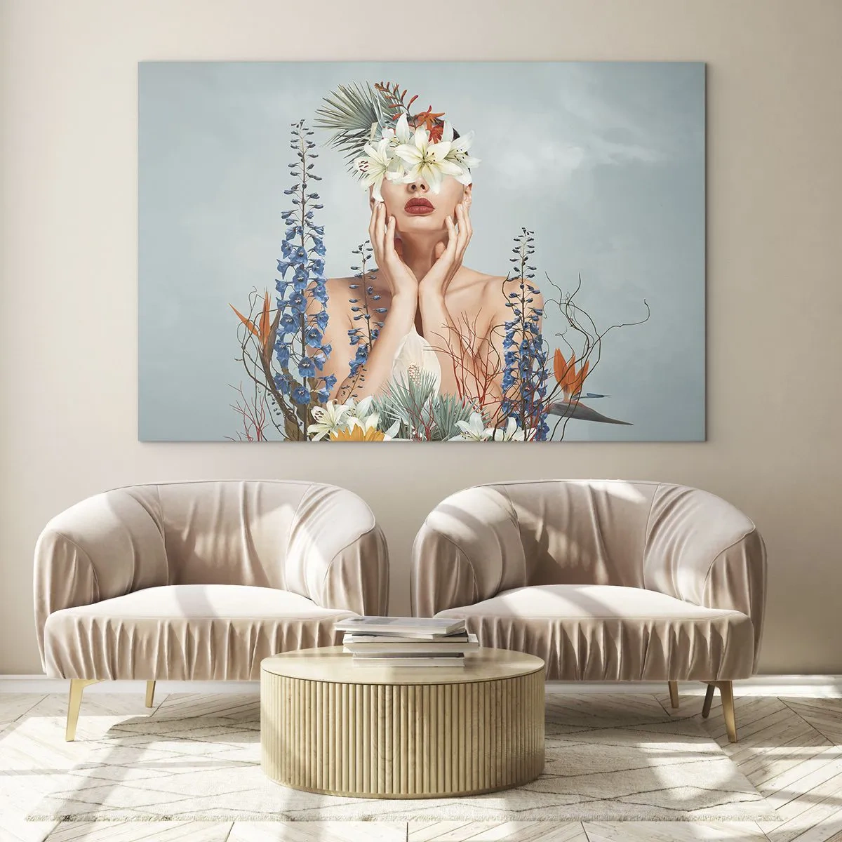 Glass picture - Woman – Flower - 100x70 cm