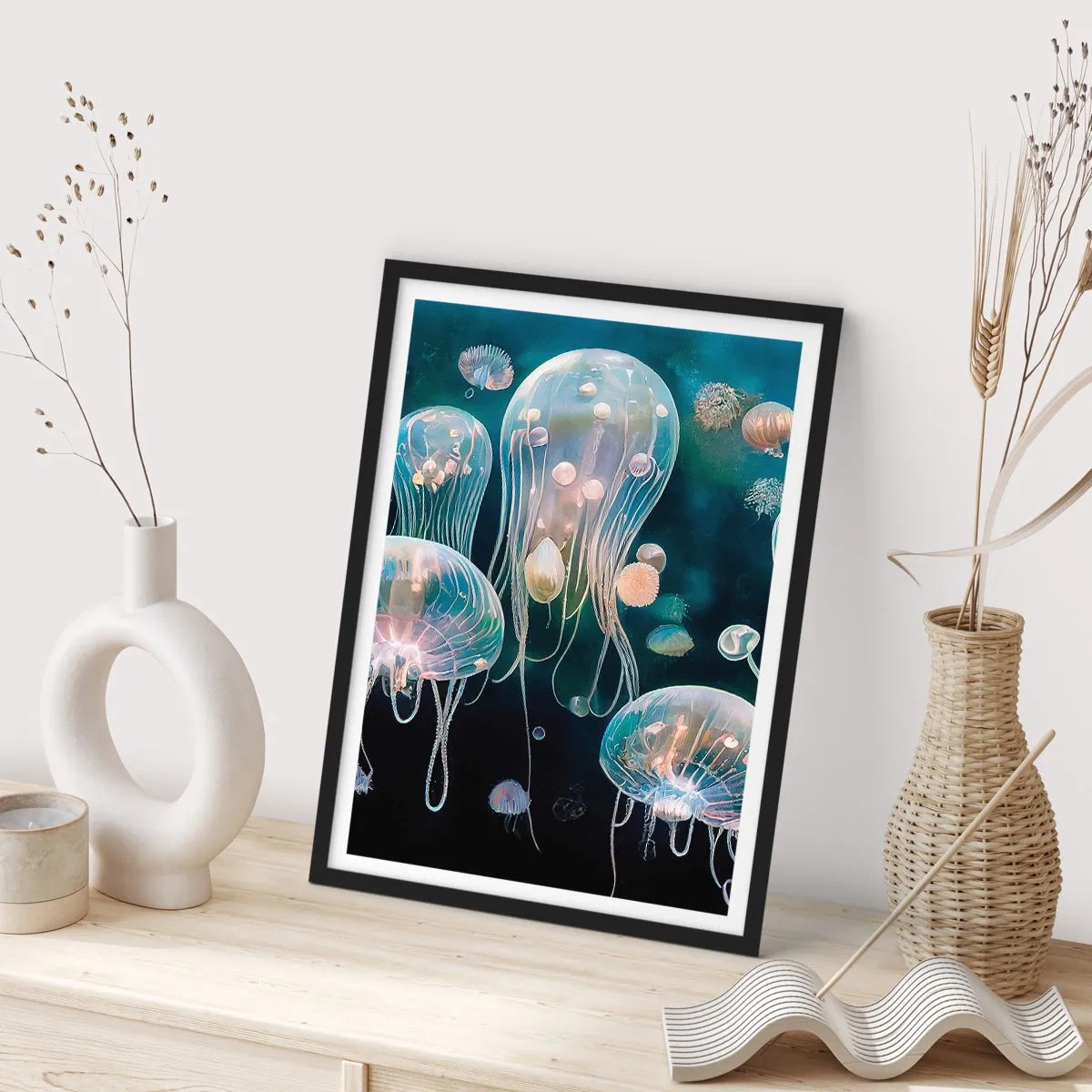 Poster in black frame - Underwater Ball - 70x100 cm