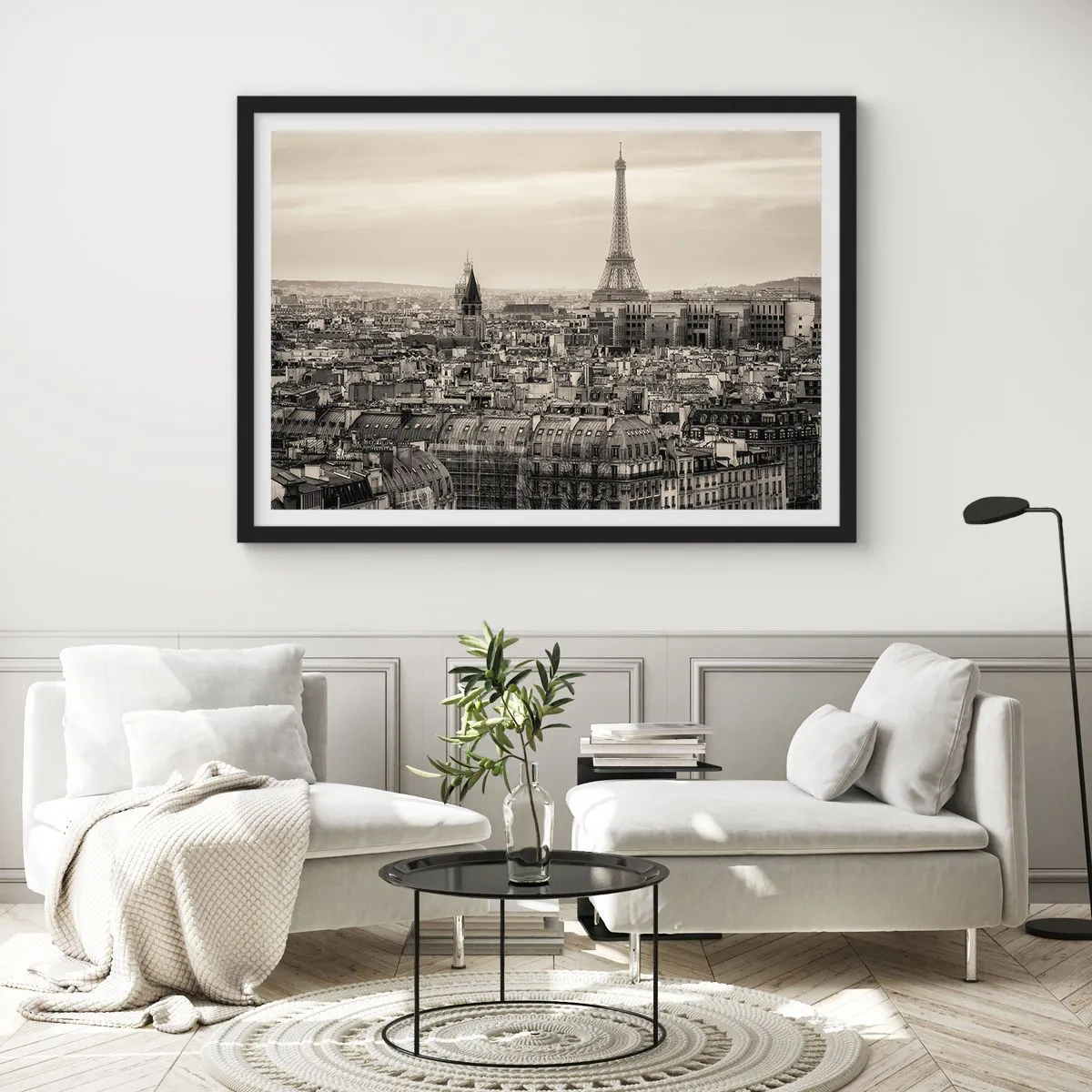 Poster in black frame - Over the Roofs of Paris - 100x70 cm