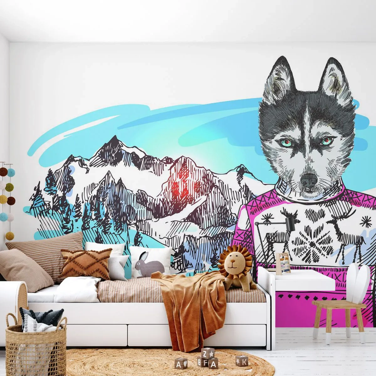 Custom Wallpaper Standard Eco - Wolf in Sheep's Skin - Abstraction, Wolf, For children
