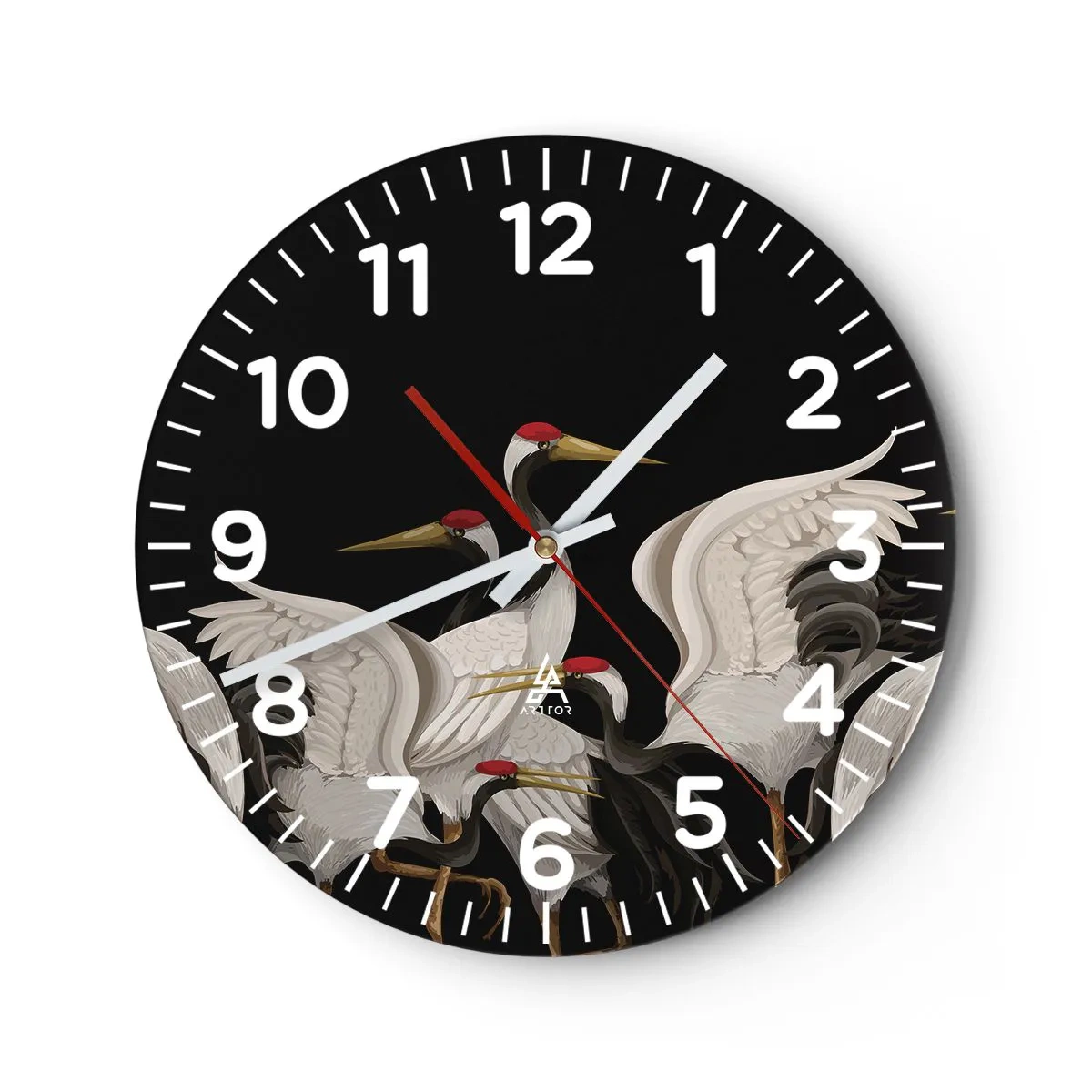 Wall clock - Clock on glass - Bird Affairs - 40x40 cm