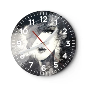 Wall clock - Clock on glass - From Behind Grey Voile - 30x30 cm