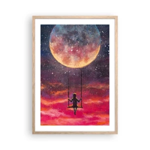 Poster in light oak frame - Swinging in the Clouds - 50x70 cm
