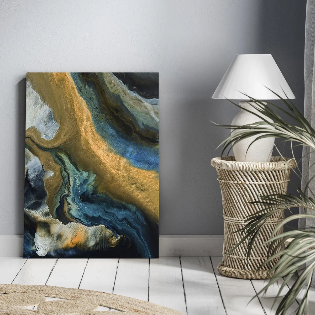 Canvas picture - Blue -Yellow - Mutal Influences - 80x120 cm