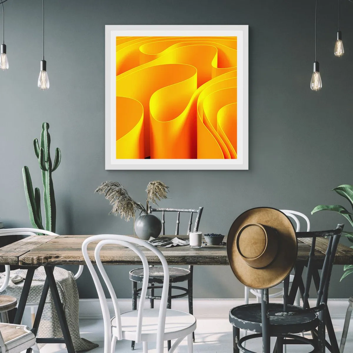 Poster in white frmae - Like Waves of the Sun - 50x50 cm