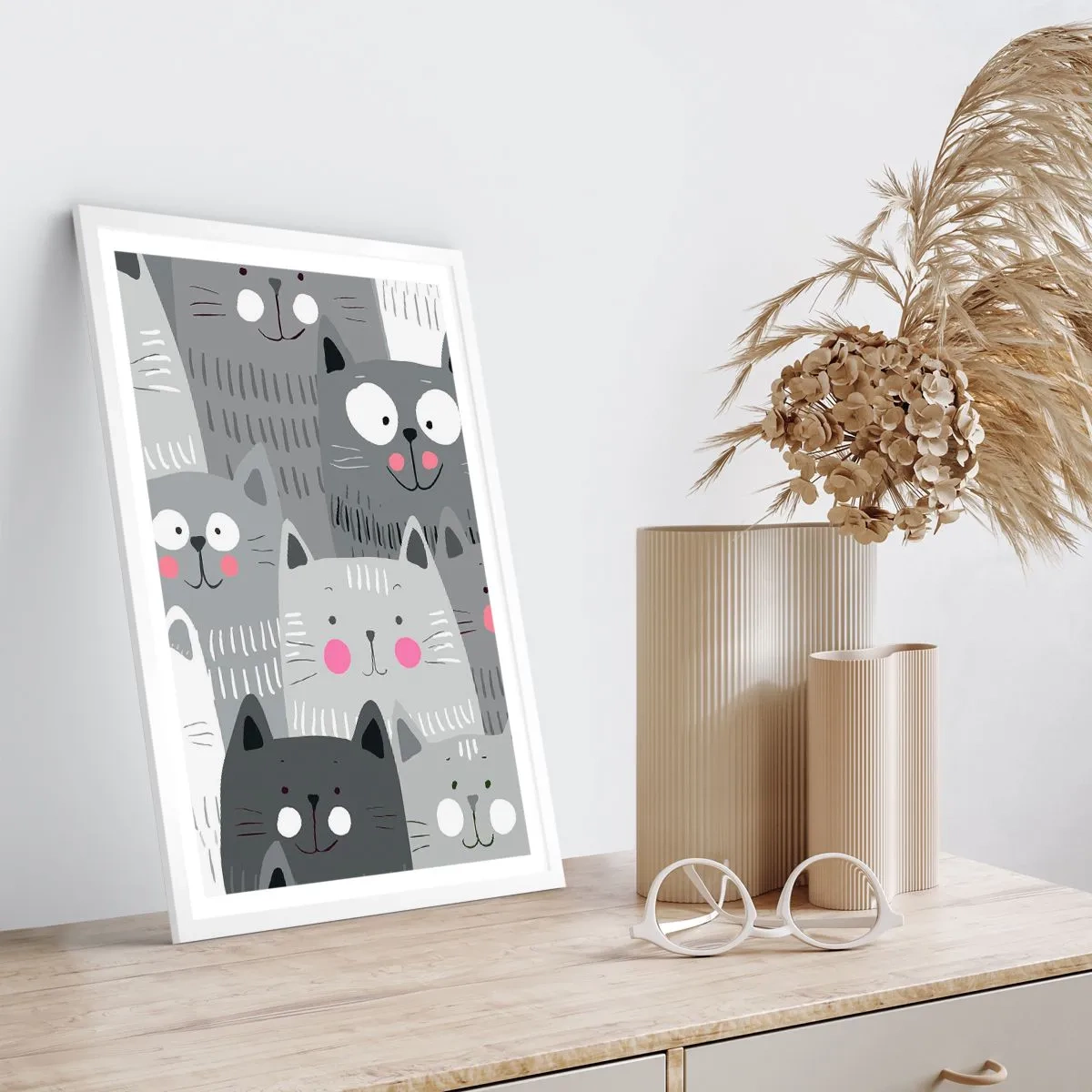 Poster in white frmae - Cat's World - 30x40 cm