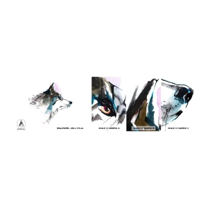 Photo Wallpaper Sample Self-Adhesive Deluxe Sticker - Here Comes a Wolf - Abstraction, Animals, Dog - 100x30 cm