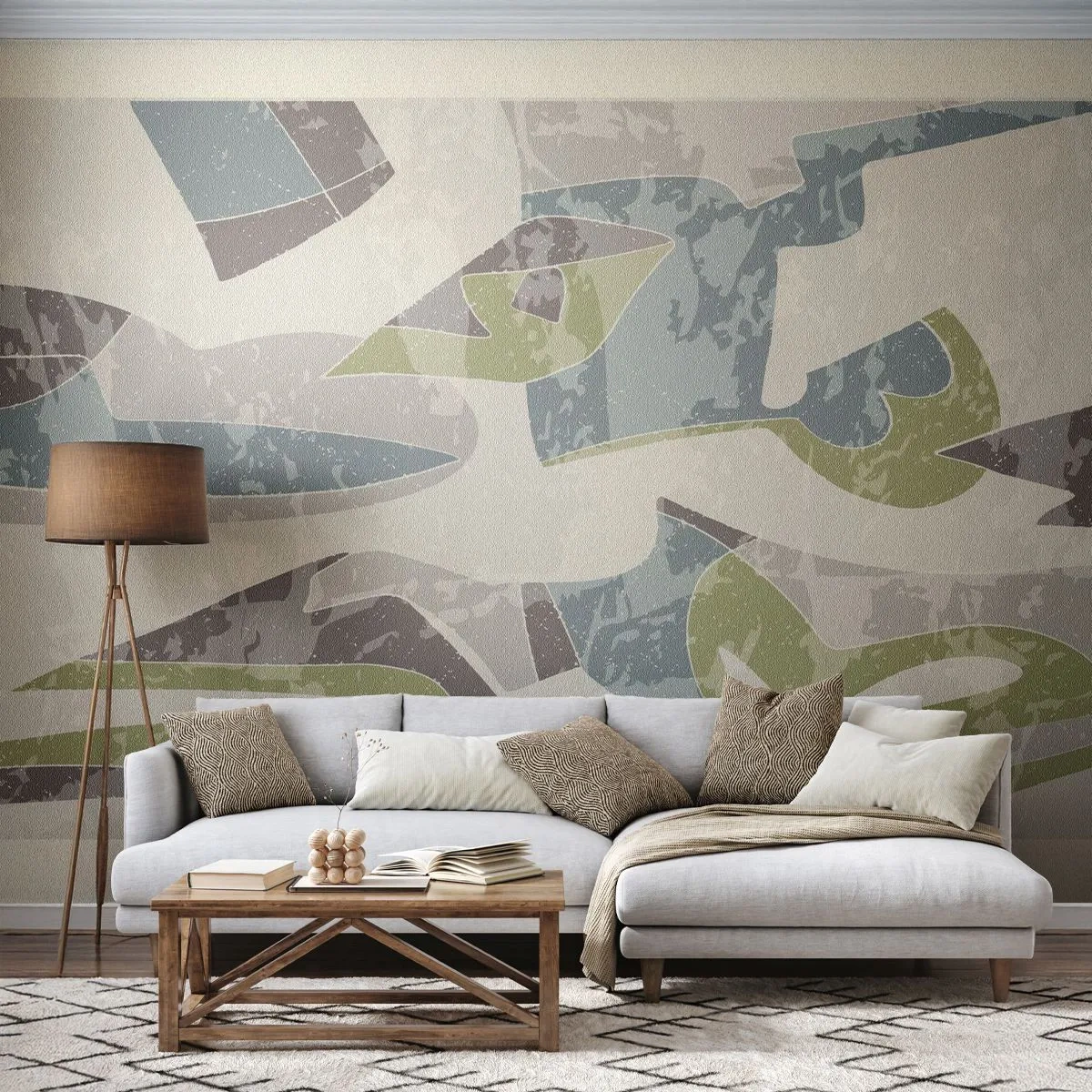 Photo Wallpaper Premium Canvas - Composition with Window Pane - Shapes, Abstraction, Pastel - 150x105 cm
