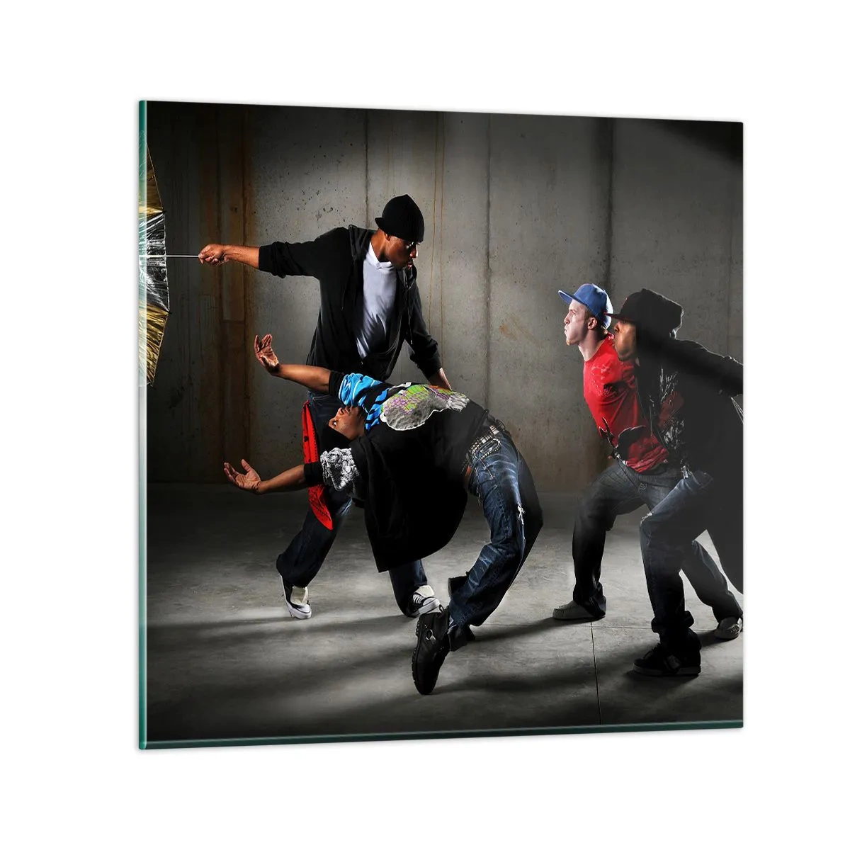 Glass picture - Dancing with Street Wind - 60x60 cm