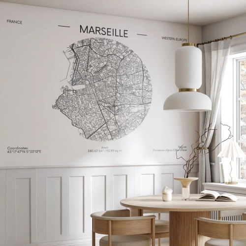 Self-Adhesive Photo Wallpaper Deluxe Sticker - Anatomy of Marseille - Map, Marseille, France - 350x256 cm