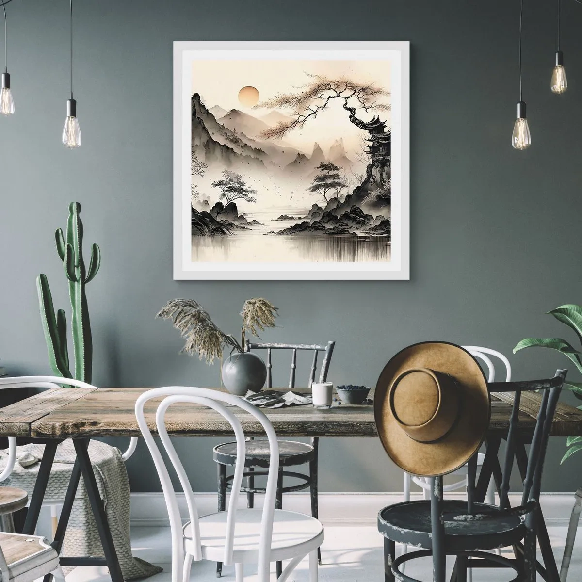 Poster in white frmae - Unique Charm of the Orient - 40x40 cm
