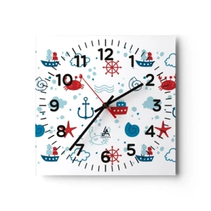 Wall clock - Clock on glass - Sea Tale - 40x40 cm