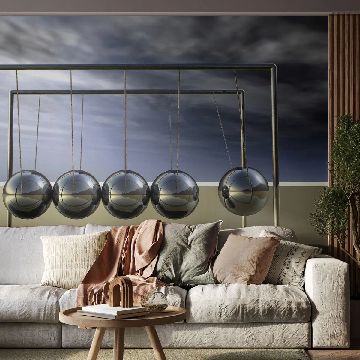 Photo Wallpaper Premium Canvas - Energy of the Light - Newton's pendulum, Physics, Abstraction - 400x280 cm