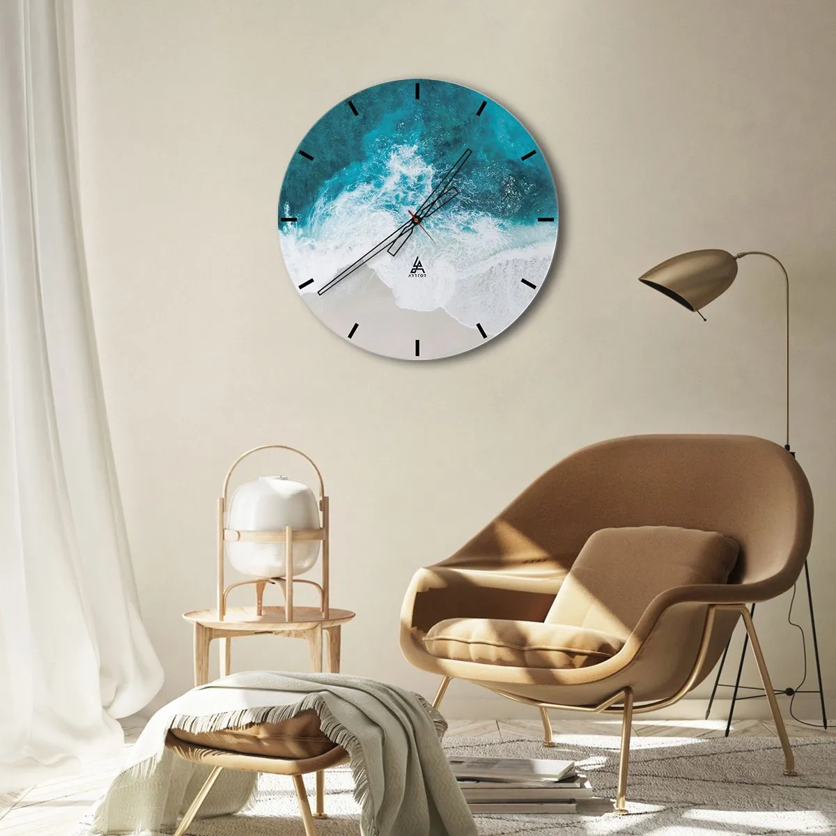 Wall clock - Clock on glass - Natural Caress - 30x30 cm