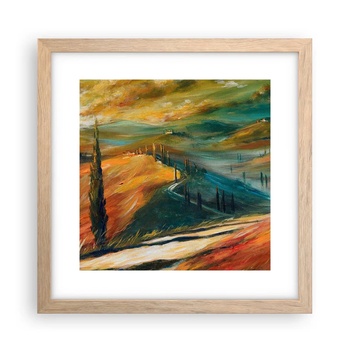 Poster in light oak frame - Tuscan Landscape - 30x30 cm